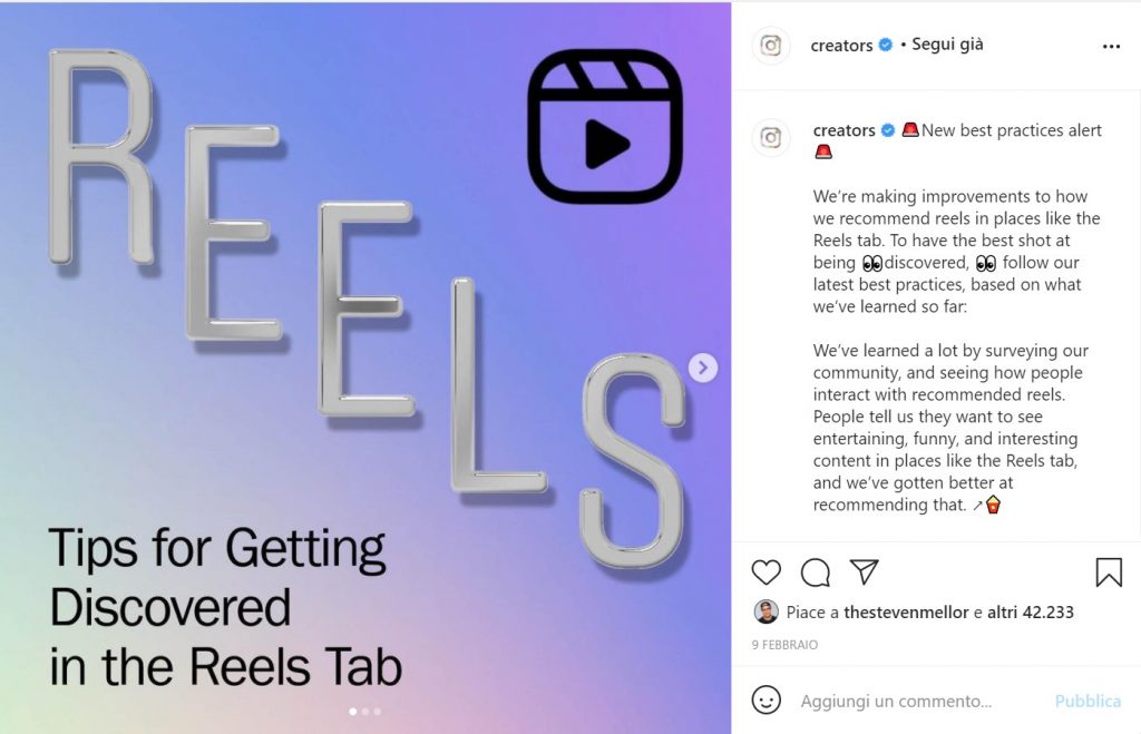 Reels: linee guida per non far calare la visibilità